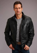 Load image into Gallery viewer, Stetson Novelty Solid Smooth Leather (Black) - Men's Leather Jacket
