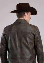 Load image into Gallery viewer, Stetson Novelty Solid Button Front (Brown) - Men's Leather Jacket
