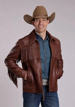 Load image into Gallery viewer, Stetson Fringe Yoke (Brown) - Men's Leather Jacket
