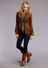 Load image into Gallery viewer, Stetson Fringed Button Front (Brown) - Women's Lamb Suede Jacket
