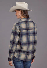 Load image into Gallery viewer, Stetson Plaid with Drop Shoulders (Blue) - Women's Shirt Jacket
