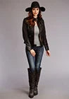 Load image into Gallery viewer, Stetson Novelty Solid Smooth (Black) - Women's Leather Jacket
