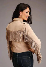 Load image into Gallery viewer, Stetson Suede Fringe Biker (Tan) - Women's Suede Motorcycle Jacket
