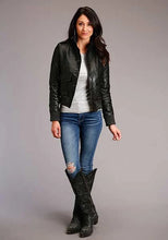 Load image into Gallery viewer, Stetson Novelty Solid Smooth Buttoned (Black) - Women's Lamb Leather Jacket

