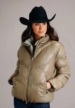 Load image into Gallery viewer, Stetson Chevron Quilted Puffy (Brown) - Women's Leather Jacket
