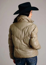 Load image into Gallery viewer, Stetson Chevron Quilted Puffy (Brown) - Women's Leather Jacket
