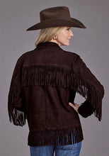Load image into Gallery viewer, Stetson Fringed Button Front (Brown) - Women's Suede Leather Jacket
