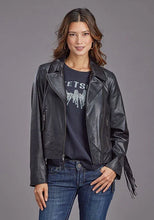 Load image into Gallery viewer, Stetson Asymmetrical Zip Motorcycle (Black) - Women's Leather Jacket
