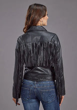 Load image into Gallery viewer, Stetson Asymmetrical Zip Motorcycle (Black) - Women's Leather Jacket
