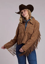 Load image into Gallery viewer, Stetson Western Fringe (Tan) - Women's Cropped Suede Leather Jacket
