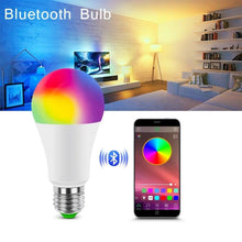 Load image into Gallery viewer, 110V 220V Bluetooth E27 RGBW LED Bulb Lights 5W 10W 15W RGB Lampada Changeable Colorful RGBWW LED Lamp With Remote+Memory Mode  Smart Light Bulbs, RGBCW Color Changing Light Bulb Dimmable, 7W A19 led Bulb 60W Equivalent, Smart Bulbs That Work
