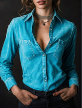 Load image into Gallery viewer, Women's Artistic Lapel Shirt – Slim Fit Vintage Style
