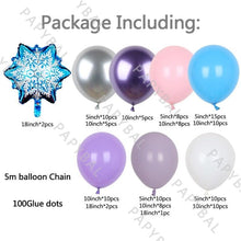 Load image into Gallery viewer, 114pcs Snowflake Aluminum Foil Balloon Garland Kit Including Purple White Pink &amp; Rose Gold Confetti Balloons Kit For Wedding Birthday Baby Shower Party Decoration
