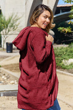 Load image into Gallery viewer, Red Double Take Full Size Hooded Teddy Bear Jacket with Thumbholes Ultra-Cozy &amp; Stylish Comfortable Outerwear

