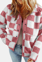 Load image into Gallery viewer, Elegant Checkered Snap Down Long Sleeve Teddy Jacket Soft &amp; Warm Colorful Jacket

