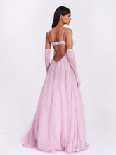 Load image into Gallery viewer, Wallie Pink Rhinestone Embellished Mesh Backless Gown
