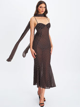 Load image into Gallery viewer, Yadira Brown Base Polka Dot Chiffon Maxi Dress
