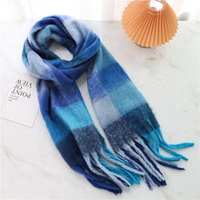Load image into Gallery viewer, New Luxury Winter Soft Head Wraps Plaid Scarf Shawls Cashmere  Warm Cashmere Scarves Rainbow For Women

