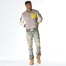 Load image into Gallery viewer, M4315 Vercelli Plaid Varsity Jacket - Khaki
