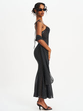 Load image into Gallery viewer, Yadira Black Base Polka Dot Chiffon Maxi Dress
