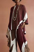 Load image into Gallery viewer, Women's Abstract Geometric Color-Block Asymmetric Draped Tunic &amp; Wide-Leg Palazzo Pants Set
