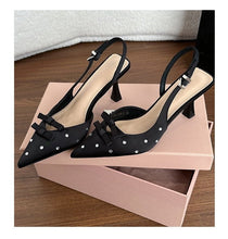 Load image into Gallery viewer, Women's Closed Toe Slingback Stiletto Heels – Bowknot &amp; Rhinestone Sandals

