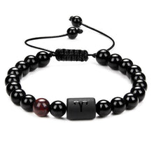 Load image into Gallery viewer, 12 Couple Bracelet Black Stone Bracelets For Women Men Braided Bracelet Natural Stone Zodiac Star Sign Bracelet For Couple Natural Black Stone Bead Bracelet For Men Women
