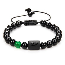Load image into Gallery viewer, 12 Couple Bracelet Black Stone Bracelets For Women Men Braided Bracelet Natural Stone Zodiac Star Sign Bracelet For Couple Natural Black Stone Bead Bracelet For Men Women
