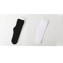 Load image into Gallery viewer, 1/2 Pairs Girls Thin Socks Pack Harajuku Cute Long Frilly Socks Casual Soft Nylon High Elastic Solid White Purple Solid Color Stylish Casual Socks For Men And Women
