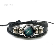Load image into Gallery viewer, 12 Zodiac Signs Charm Bracelet Men Women Fashion Multilayer Weave Leather Charms 12 Twelve Constellations PU Leather Bracelet Braided Punk Zodiac Sign Bangle
