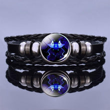 Load image into Gallery viewer, 12 Zodiac Signs Charm Bracelet Men Women Fashion Multilayer Weave Leather Charms 12 Twelve Constellations PU Leather Bracelet Braided Punk Zodiac Sign Bangle
