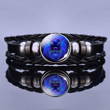 Load image into Gallery viewer, 12 Zodiac Signs Charm Bracelet Men Women Fashion Multilayer Weave Leather Charms 12 Twelve Constellations PU Leather Bracelet Braided Punk Zodiac Sign Bangle
