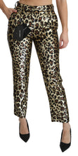Load image into Gallery viewer, Dolce &amp; Gabbana Brown Leopard Sequined High Waist Pants
