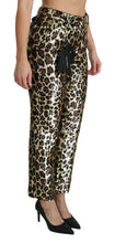 Load image into Gallery viewer, Dolce &amp; Gabbana Brown Leopard Sequined High Waist Pants
