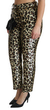Load image into Gallery viewer, Dolce &amp; Gabbana Brown Leopard Sequined High Waist Pants
