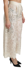 Load image into Gallery viewer, Dolce &amp; Gabbana Cream Lace High Waist Palazzo Cropped Pants
