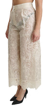 Load image into Gallery viewer, Dolce &amp; Gabbana Cream Lace High Waist Palazzo Cropped Pants
