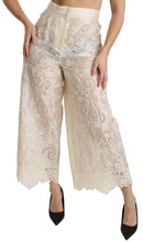 Load image into Gallery viewer, Dolce &amp; Gabbana Cream Lace High Waist Palazzo Cropped Pants
