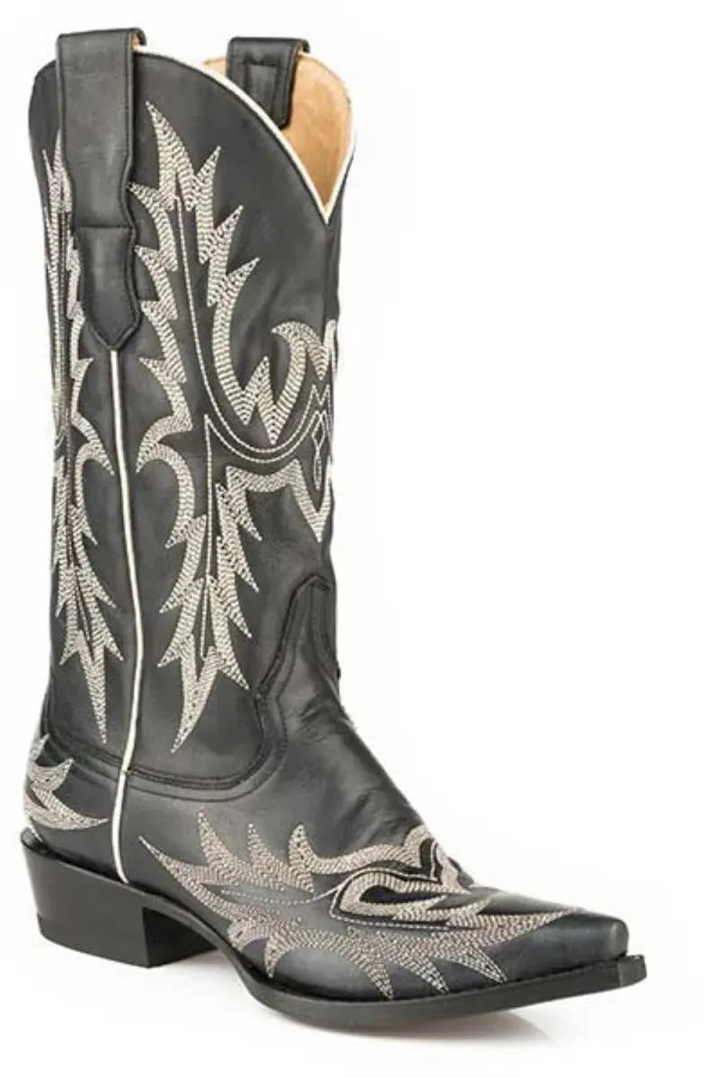 Stetson Tina (Black) - Women's Leather Cowgirl Boot