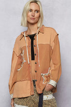 Load image into Gallery viewer, POL Button Down Hooded Jacket with Star Patch Pattern
