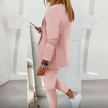 Load image into Gallery viewer, Women’s Notch-Lapel Blazer &amp; Drawstring Pants Suit Set

