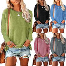 Load image into Gallery viewer, Women's Solid-Color Long-Sleeve Crew-Neck Pullover T-Shirt

