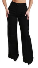 Load image into Gallery viewer, Dolce &amp; Gabbana Black Wide Leg Flared Trouser Cashmere Pants

