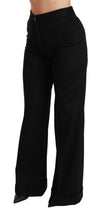 Load image into Gallery viewer, Dolce &amp; Gabbana Black Wide Leg Flared Trouser Cashmere Pants
