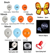 Load image into Gallery viewer, 123Pcs Orange Gray Blue Butterflly Foil Helium Balloons Arch Garland Birthday Decorations For Baby Shower Gender Reveal Party Decorations Hallowen Decoration Butterfly Ballons
