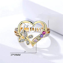 Load image into Gallery viewer, Mother's Day Gift Hollow Heart English Letter Love Mom Rhinestone Butterfly Finger Ring Jewelry Gift
