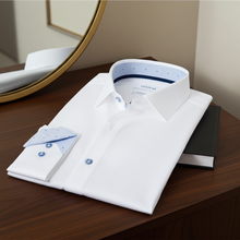 Load image into Gallery viewer, Gordon Button-Up Shirt With Contrast Details // White // Contemporary Fit (Regular)
