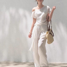 Load image into Gallery viewer, Linen Off-Shoulder Asymmetric Casual Set – 2 Colors, S–L
