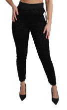 Load image into Gallery viewer, Dolce &amp; Gabbana Black Lace Skinny High Waist Cotton Pants
