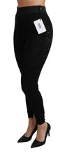 Load image into Gallery viewer, Dolce &amp; Gabbana Black Lace Skinny High Waist Cotton Pants
